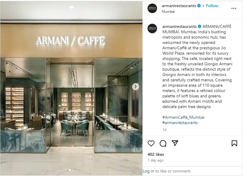 Armani/Caffè at Jio World Centre, Mumbai